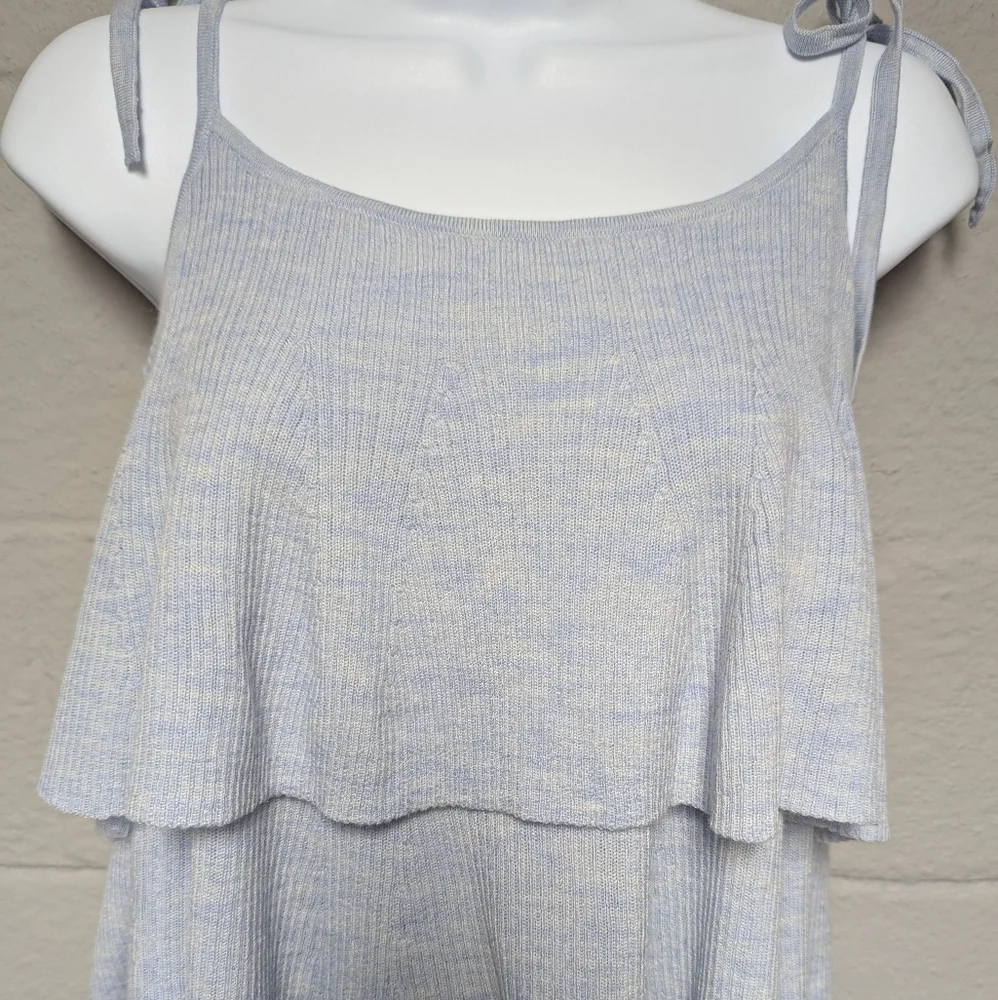 NWT J.Crew Merino Wool Knit Tank Top Size M Tiered Tie Straps Babydoll - Picture 3 of 8